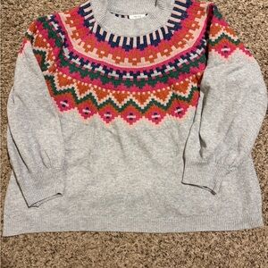 Maurices Multicolor Patterned Crew Neck Sweater